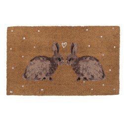 Clayre & Eef Door Mat 75x45 cm Brown PVS Coconut Fiber Rabbits