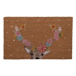 Clayre & Eef Door Mat 75x45 cm Brown PVS Coconut Fiber Deer