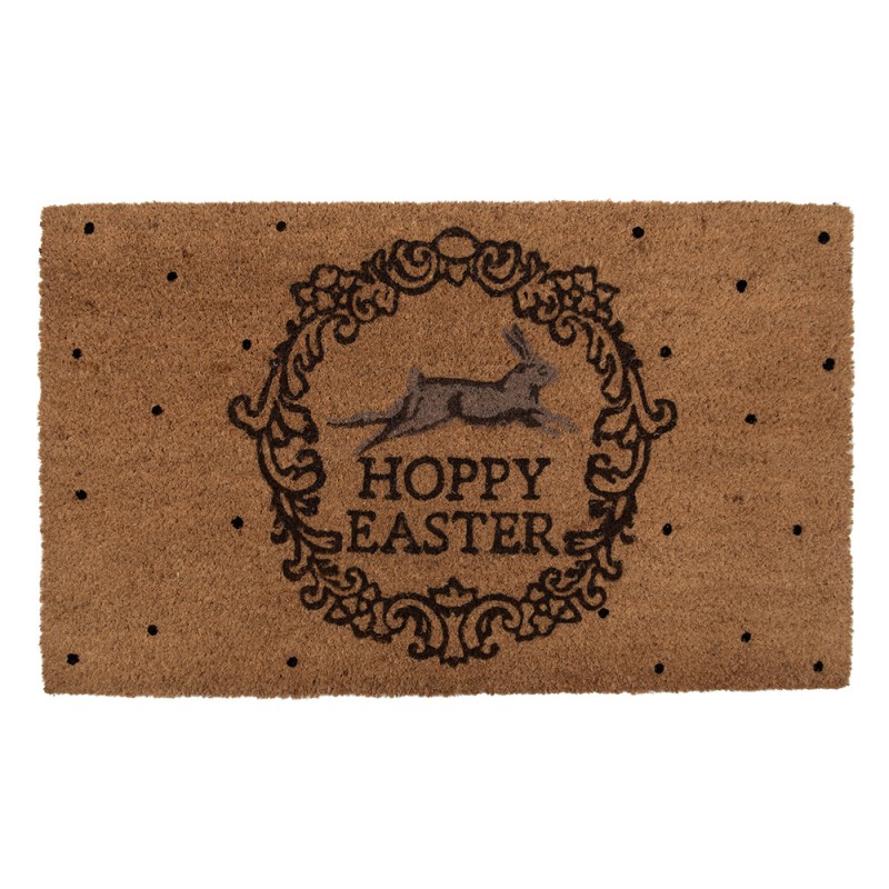 Clayre & Eef Door Mat 75x45 cm Brown PVS Coconut Fiber Rabbit