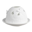 Clayre & Eef Tealight Holder Ø 12x8 cm White Porcelain Butterflies