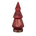 Clayre & Eef Christmas Decoration with LED Lighting Christmas Tree Ø 7x16 cm Red Glass