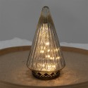 Clayre & Eef Décoration de Noël avec éclairage LED Sapin de Noël Ø 11x19 cm Couleur argent Verre