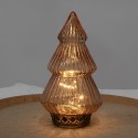 Clayre & Eef Décoration de Noël avec éclairage LED Sapin de Noël Ø 13x23 cm Couleur cuivre Verre