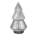 Clayre & Eef Weihnachtsdekoration mit LED-Beleuchtung Weihnachtsbaum Ø 13x23 cm Silberfarbig Glas
