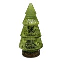 Clayre & Eef Christmas Decoration with LED Lighting Christmas Tree Ø 8x16 cm Green Glass