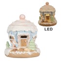 Clayre & Eef Decoratie Huis met LED Gingerbread house 14 cm Blauw Kunststof