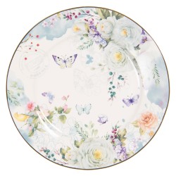 Clayre & Eef Breakfast Plate Ø 19 cm White Blue Porcelain Round Flowers