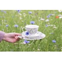 Clayre & Eef Assiette de petit déjeuner Ø 19 cm Blanc Bleu Porcelaine Rond Fleurs