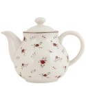 Clayre & Eef Teapot 1200 ml Beige Ceramic Round Flowers