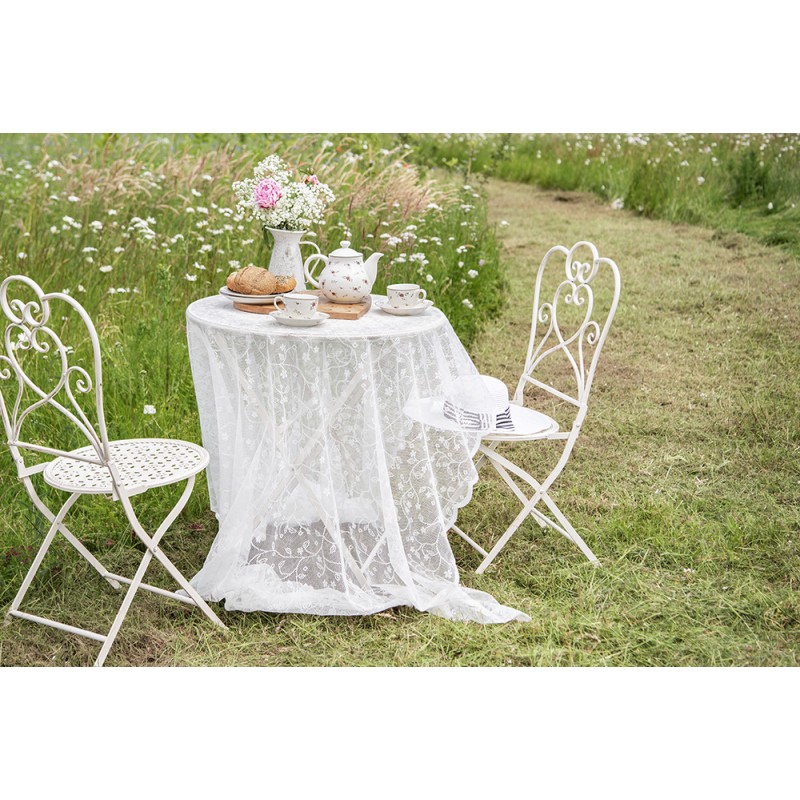 Clayre & Eef Teapot 1200 ml Beige Ceramic Round Flowers