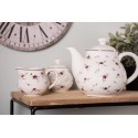 Clayre & Eef Teapot 1200 ml Beige Ceramic Round Flowers