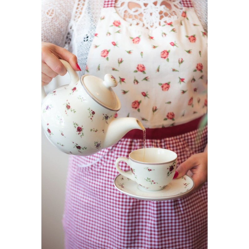 Clayre & Eef Teapot 1200 ml Beige Ceramic Round Flowers