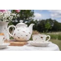 Clayre & Eef Teapot 1200 ml Beige Ceramic Round Flowers