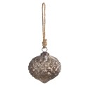 Clayre & Eef Christmas Bauble Ø 15x15 cm Silver colored Brown Glass