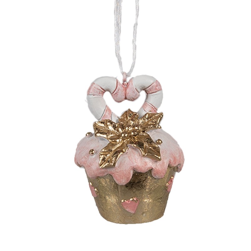 Ornamento Natalizio Cupcake Ø 5x6 cm Rosa Plastica