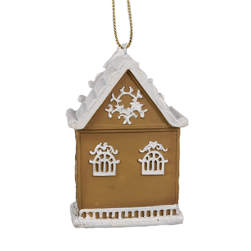 Clayre & Eef Christmas Ornament Gingerbread house 6x4x9 cm Brown Plastic