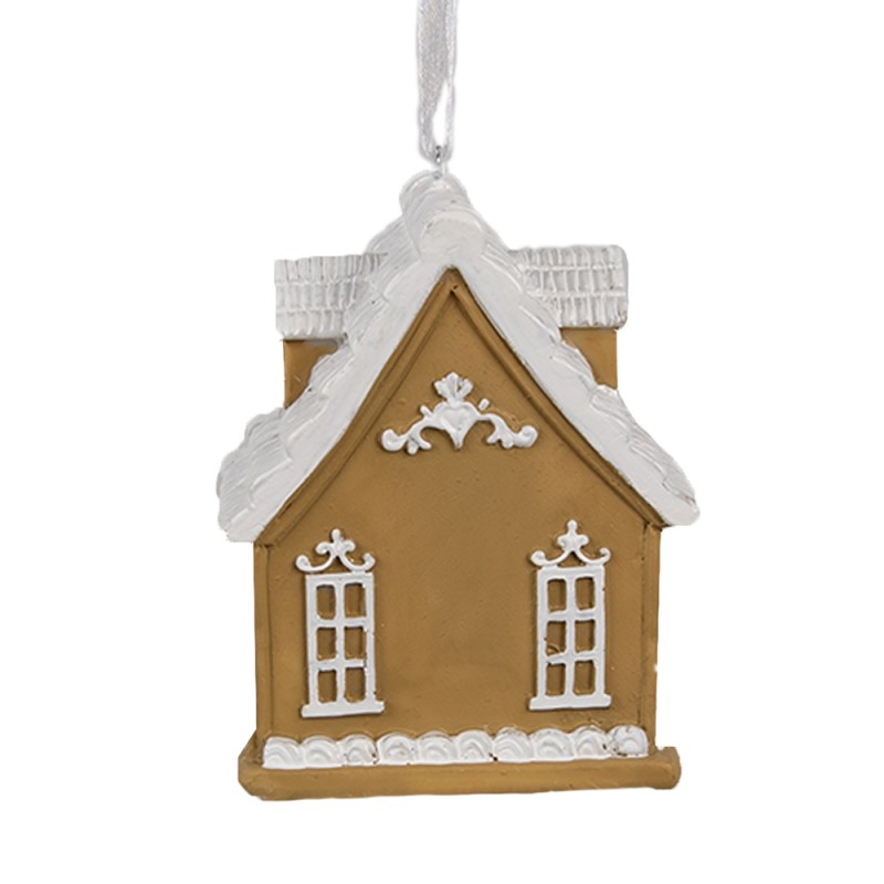 Clayre & Eef Kersthanger Gingerbread house 6x4x7 cm Bruin Kunststof