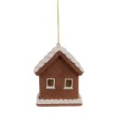 Clayre & Eef Christmas Pendant with LED Gingerbread house 9x6x10 cm Brown Plastic
