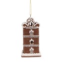 Clayre & Eef Christmas Pendant with LED Gingerbread house 7x6x12 cm Brown Plastic