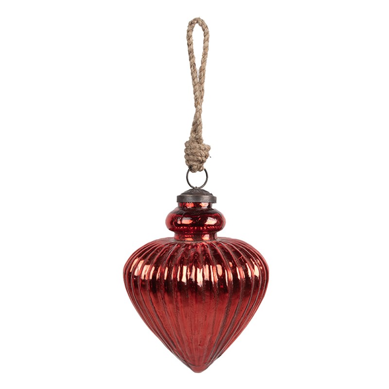 Clayre & Eef Christmas Bauble Ø 10x12 cm Red Glass
