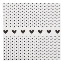 Clayre & Eef Serviettes Papier set de 20 33x33 cm (20) Blanc Noir Papier Carré Coeurs