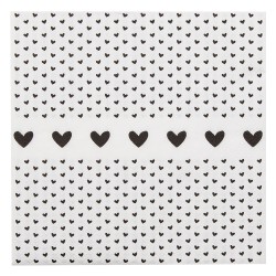 Clayre & Eef Serviettes Papier set de 20 33x33 cm (20) Blanc Noir Papier Carré Coeurs