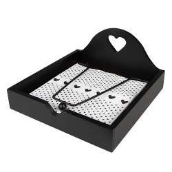 Clayre & Eef Napkins Paper Set of 20 33x33 cm (20) White Black Paper Square Hearts