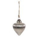 Clayre & Eef Christmas Bauble Ø 16x20 cm Silver colored Glass