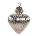 Clayre & Eef Christmas Bauble Ø 10x12 cm Silver colored Glass
