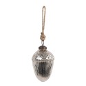 Clayre & Eef Christmas Bauble Ø 7x10 cm Silver colored Glass