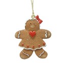 Clayre & Eef Christmas Ornament Gingerbread man 7x1x8 cm Brown Plastic