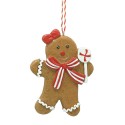 Clayre & Eef Christmas Ornament Gingerbread man 8x1x10 cm Brown Plastic