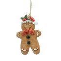 Clayre & Eef Christmas Ornament Gingerbread man 6x1x8 cm Brown Plastic