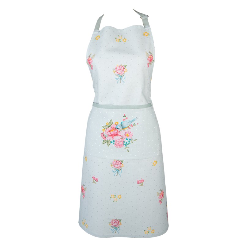 Clayre & Eef Kitchen Apron 70x85 cm Green Cotton Flowers