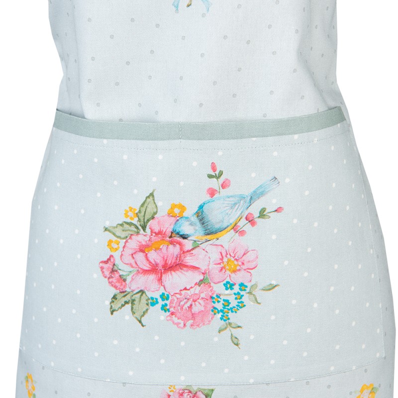 Clayre & Eef Kitchen Apron 70x85 cm Green Cotton Flowers