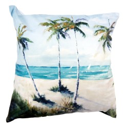 Clayre & Eef Kussenhoes  45x45 cm Blauw Groen Polyester Vierkant Palmbomen