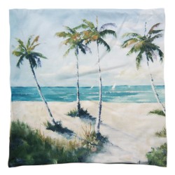 Clayre & Eef Kussenhoes  45x45 cm Blauw Groen Polyester Vierkant Palmbomen