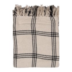 Clayre & Eef Plaid  125x150 cm Beige Zwart Katoen Ruiten