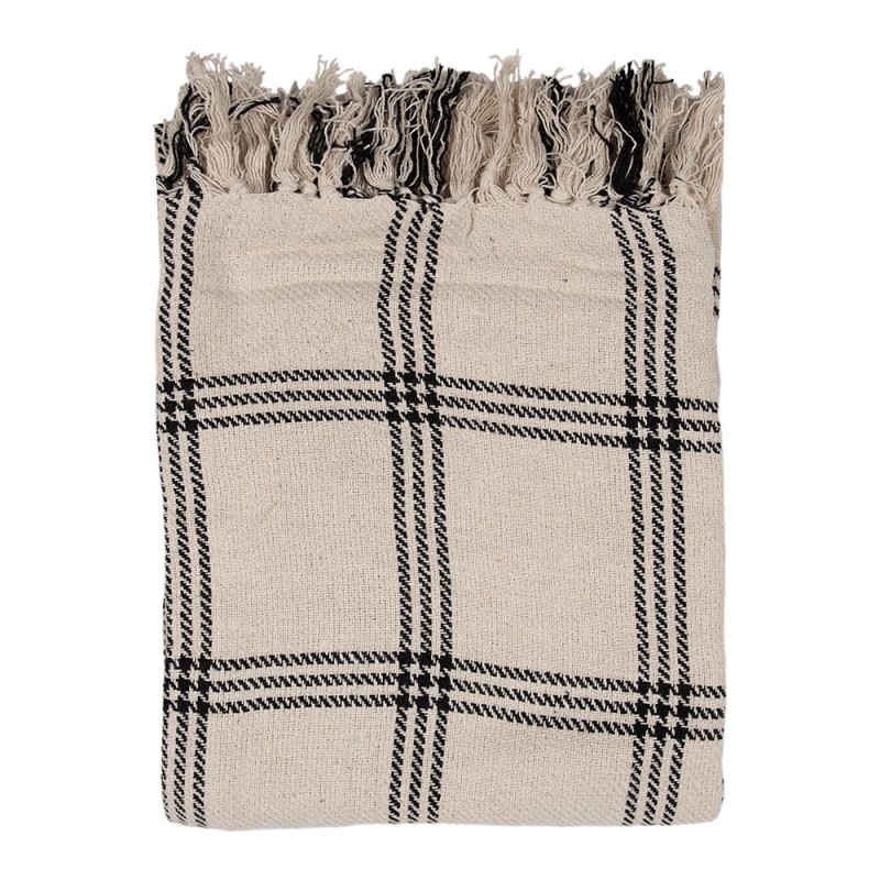 Clayre & Eef Plaid 125x150 cm Beige Nero Cotone Rombi