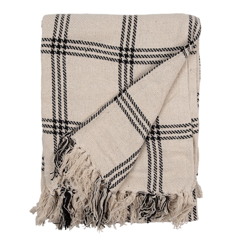 Clayre & Eef Plaid 125x150 cm Beige Nero Cotone Rombi