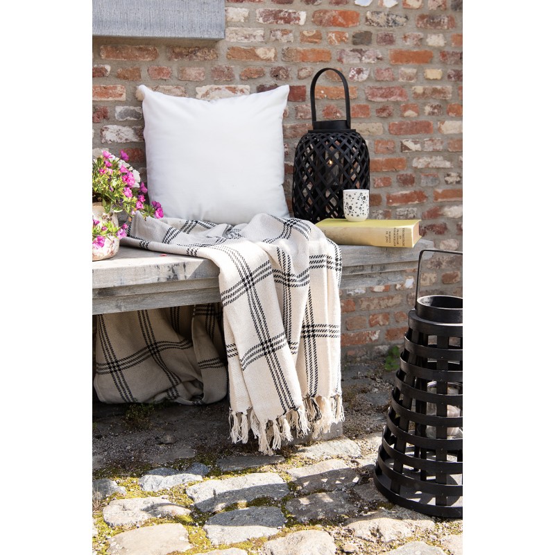 Clayre & Eef Plaid 125x150 cm Beige Nero Cotone Rombi