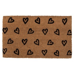 Clayre & Eef Door Mat 75x45 cm Brown PVS Coconut Fiber Hearts