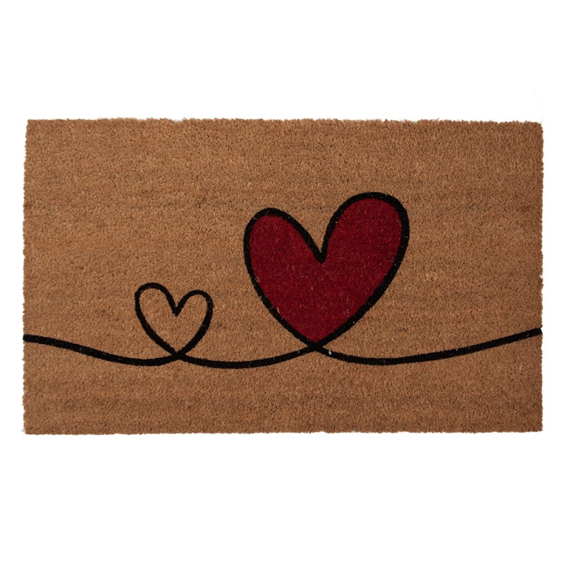 Clayre & Eef Door Mat 75x45 cm Brown PVS Coconut Fiber Hearts