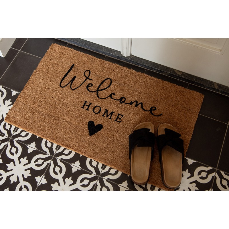 Clayre & Eef Deurmat 75x45 cm Bruin Kokosvezel PVC WELCOME HOME