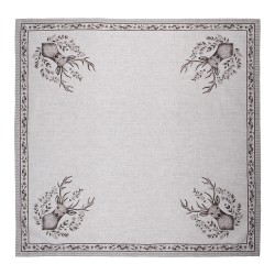 Clayre & Eef Tafelkleed 100x100 cm Beige Katoen Hert