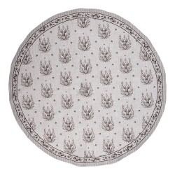 Clayre & Eef Theedoek Ø 80 cm Beige Katoen Rond Hert