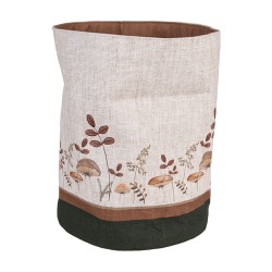 Clayre & Eef Bread Basket Ø 15x16 cm Beige Cotton Round Mushrooms