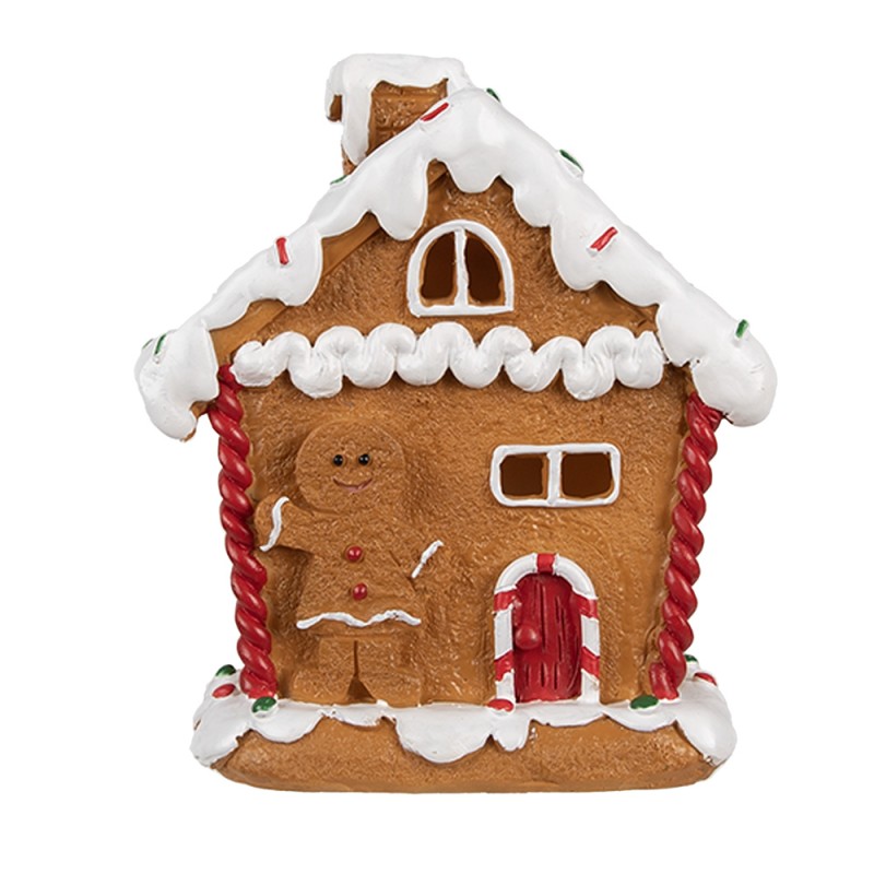 Clayre & Eef Gingerbread house met LED 11x9x13 cm Bruin Kunststof