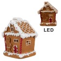 Clayre & Eef Gingerbread house met LED 11x9x13 cm Bruin Kunststof