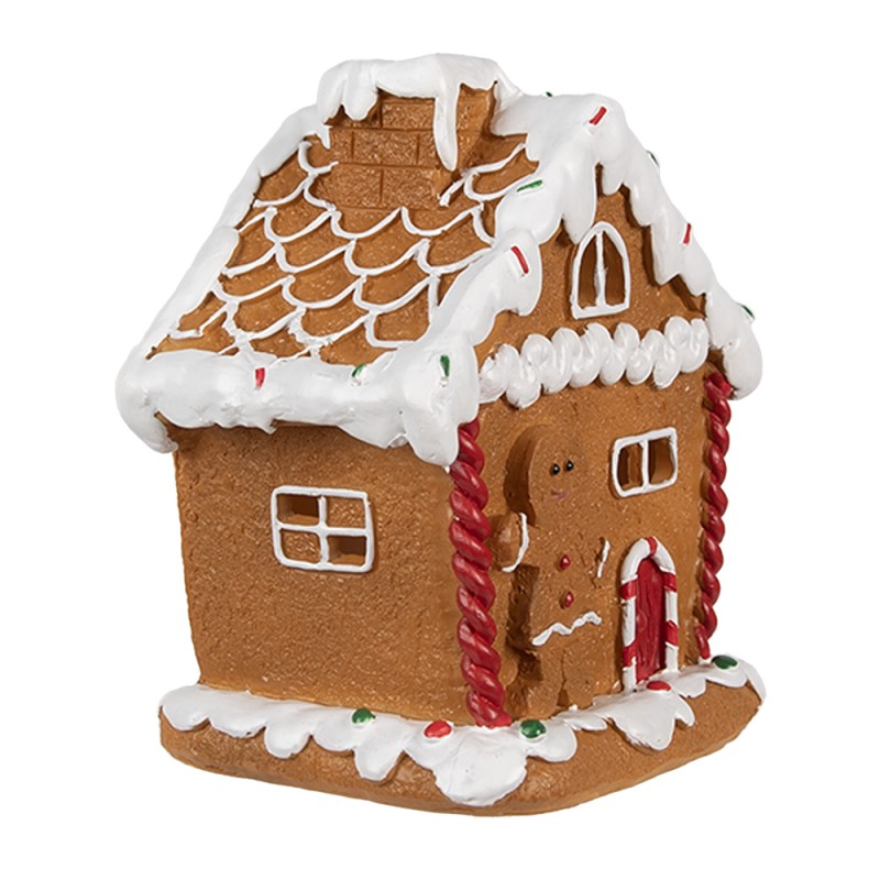 Clayre & Eef Gingerbread house with LED 11x9x13 cm Brown Plastic